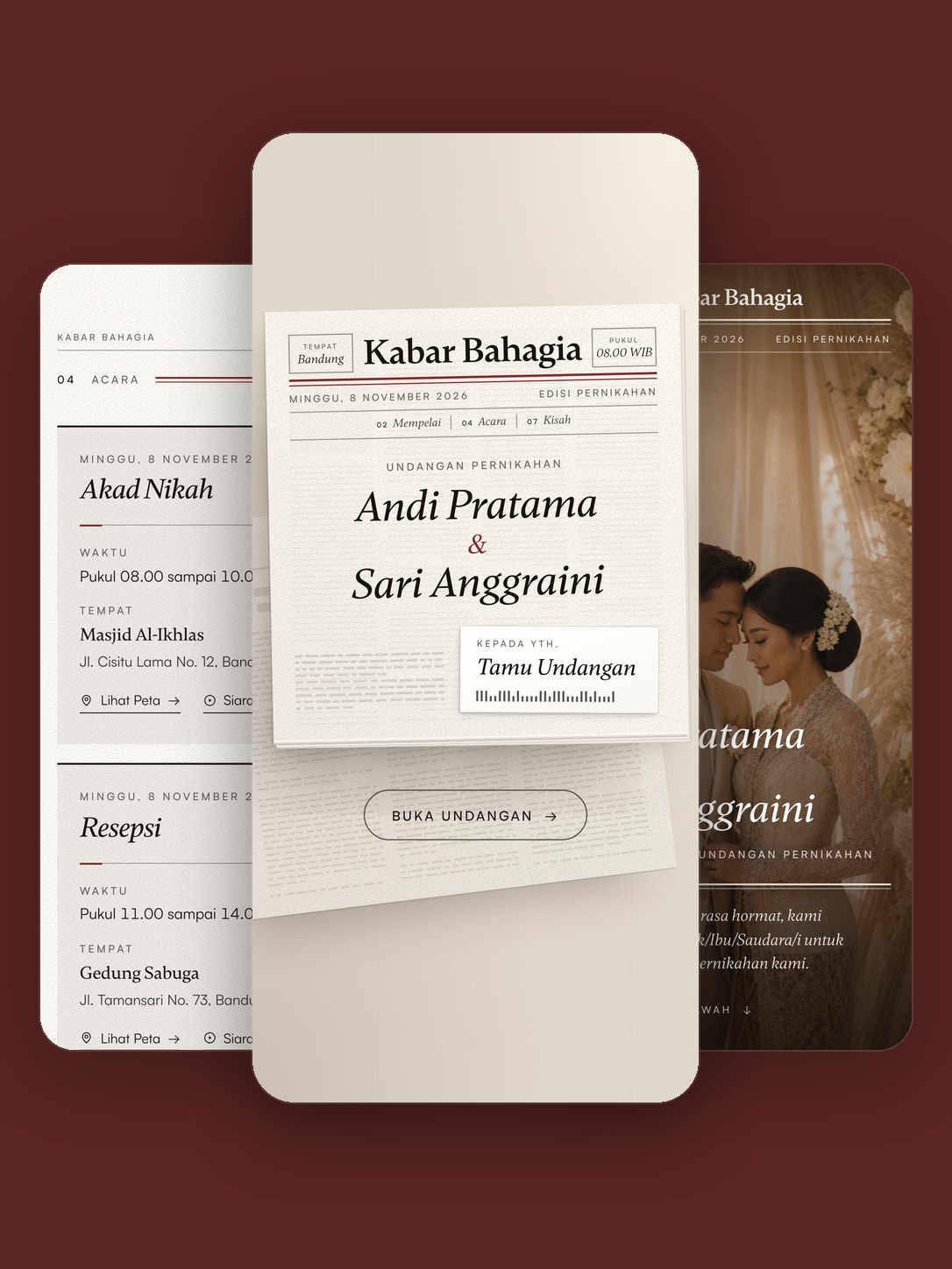 Contoh undangan dengan template Aurora
