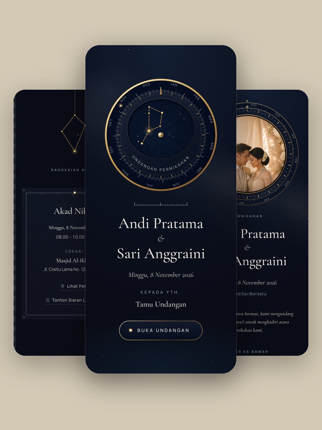 Contoh undangan dengan template Celestial