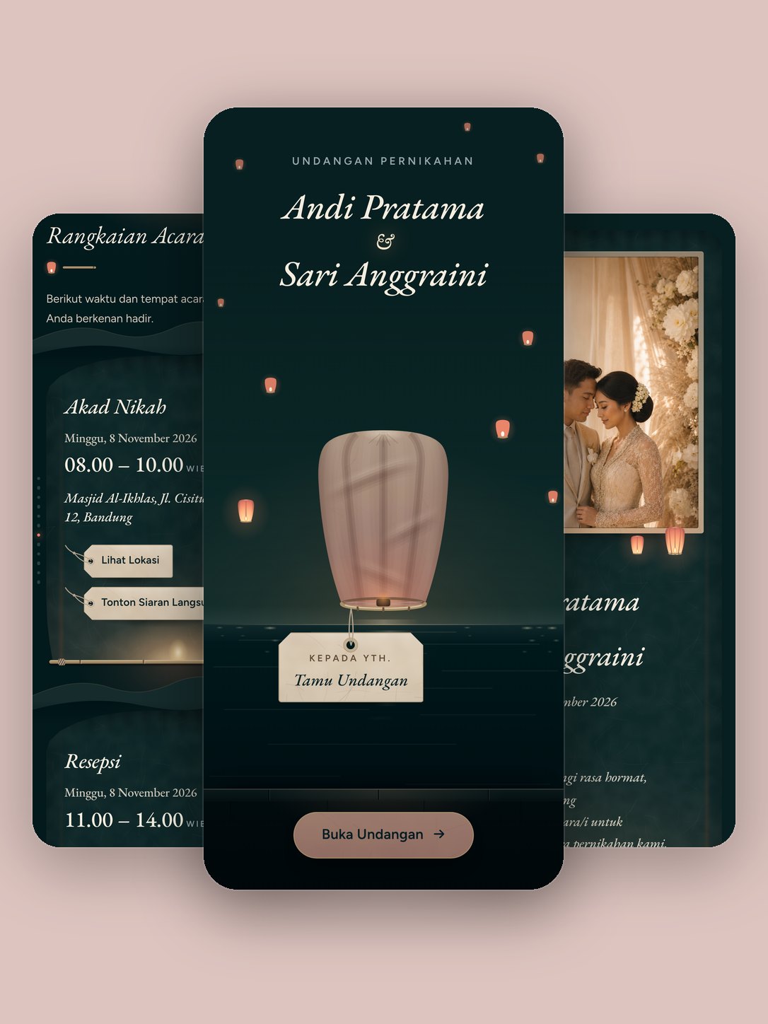 Contoh undangan dengan template Lentera