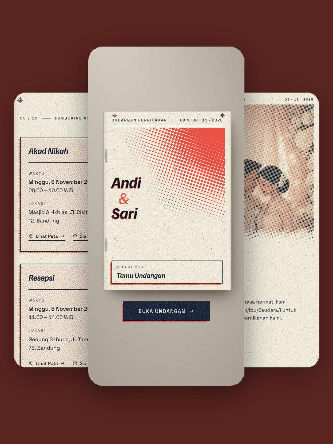 Contoh undangan dengan template Risograph