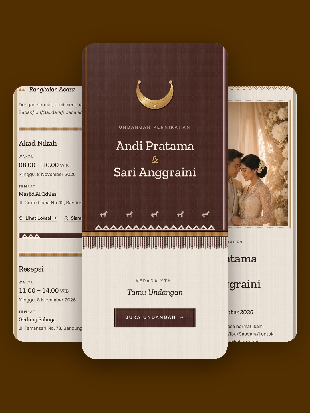 Contoh undangan dengan template Tenun