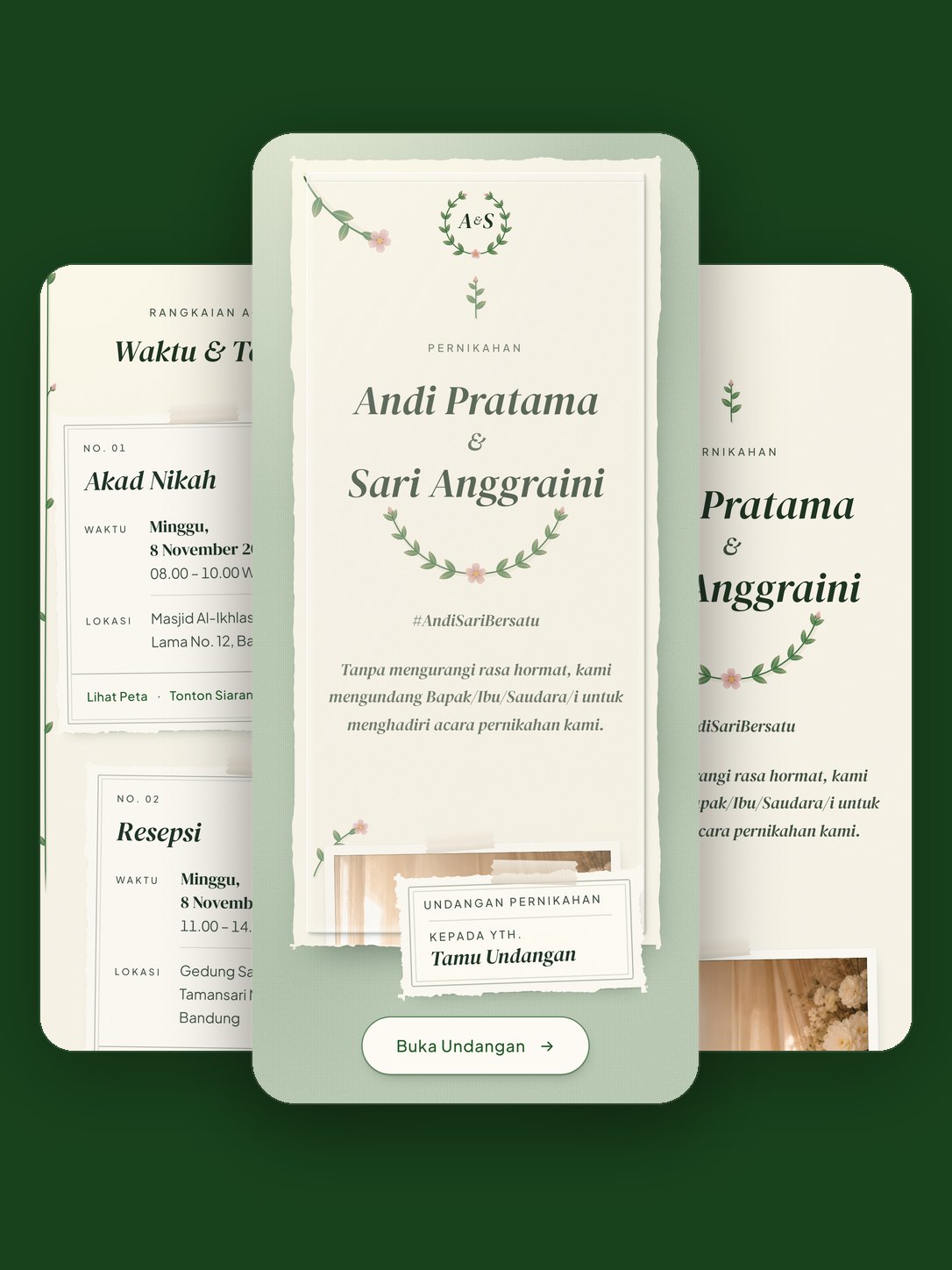Contoh undangan dengan template Verdant