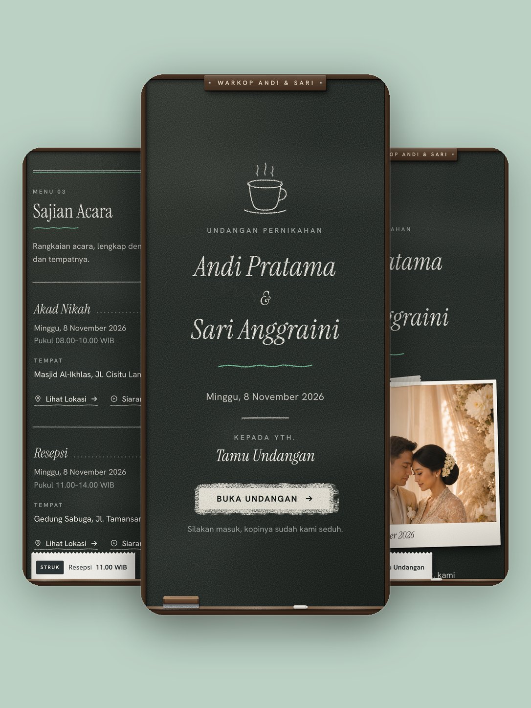 Contoh undangan dengan template Warkop